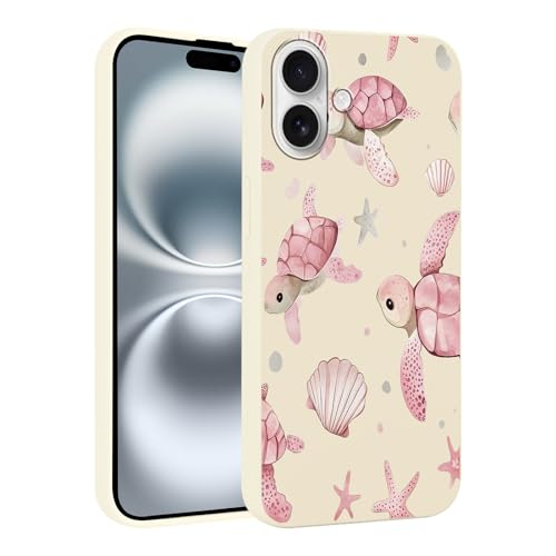 Coque iPhone 16 tortue rose anti-traces et chocs en TPU mat