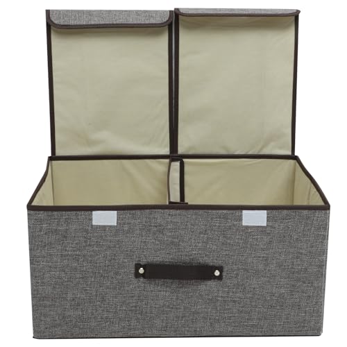 BAZEITFLOW 棉布? 折りたたみ収納ボックス 大容量 ふた付き 衣類 おもちゃ整理用 ワードローブ収納ケース グレー