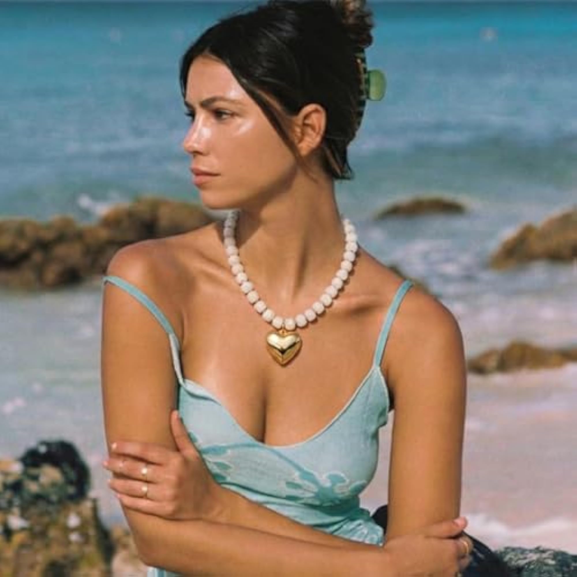 Women's Resin Chunky Beaded Necklace, Modern Statement