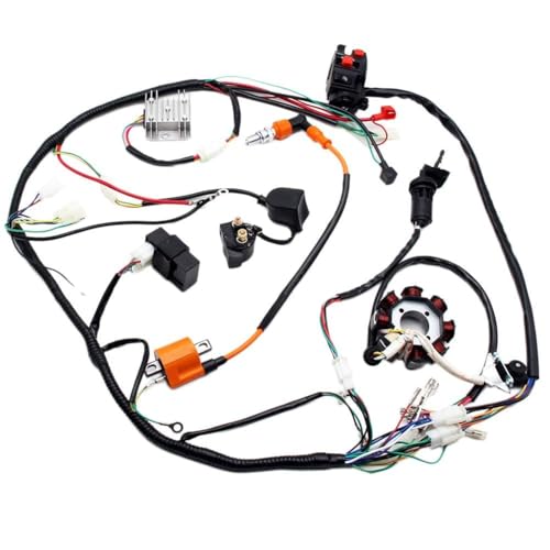 Image of PRO BAT ATV Quad Complete Electrics AC Wire Harness Kit with CG-8 Stator | 6-Pin AC CDI Multi-Functional ATV Switch Ignition Coil Solenoid Relay Spark Plug for 150cc 200cc 250cc 300cc Lifan Zongshen