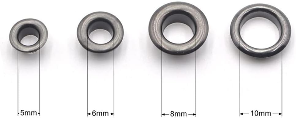 100sets Brass Material Gun Black 5mm 6mm 8mm 10mm Grommet Eyelet with Washer Fit Craft Shoes Belt Cap Leather DIY Supplies-Diameter 6mm