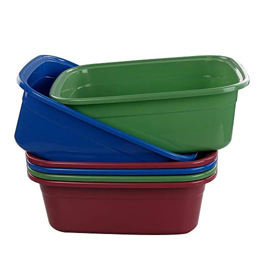 Ikando Cubeta Cubetas Barreños Bandeja Barreño de Plastico Grande Rectangular, Vino Tinto, Verde Profundo, Azul Profundo, Paquete de 6 Unidades