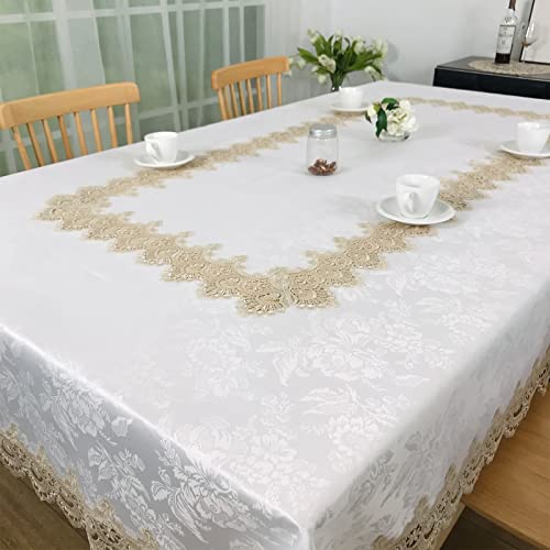 BrekSdat Tablecloths for Rectangle Tables Lace Elegant Decor for Dinning Home Holiday Party Kitchen Easter Christmas Wedding Farmhouse Outdoor Washable Table Linen (H17191-Beige-1, 72 * 108) by BrekSdat - Image 2