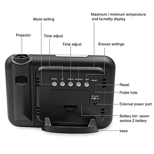 Zcmeb Creative Color Lcd Digital Projection Alarm Clock Temperature Hygrometer Desk Led Time Projector Calendar Weather Station (Color : Onecolor) #TOP5