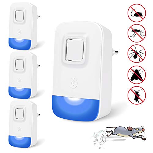 Preisvergleich Produktbild Hospaop Ultraschall Schädlingsbekämpfer, 4 Stück Elektronische Moskitoschutz Insektenschutzmittel Pest Control Repeller Innenräumen Mäuseabwehr für Mäuse, Schaben, Insekten, Ameisen