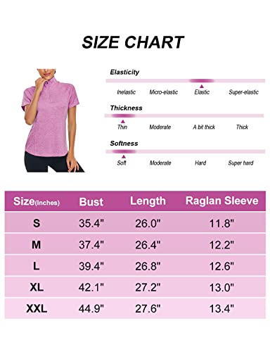 Baseball Shirts For Women, Luranee V Neck Zip Up Collared Golf Shirts Plus Size Short Sleeve Running Tunic Workout Tops Breathable Athletic Moisture Wicking Yoga Performance Activewear Purple Xxl #TOP5