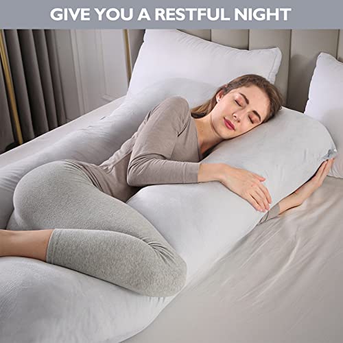Pregnancy Pillows, 55 Inch Full Body Pillow, U Shaped Maternity Pillow With Removable Cover, Support For Back, Legs, Belly, Hips, Pregnancy Pillows For Sleeping Reading, Breastfeeding(Light Grey) #TOP6