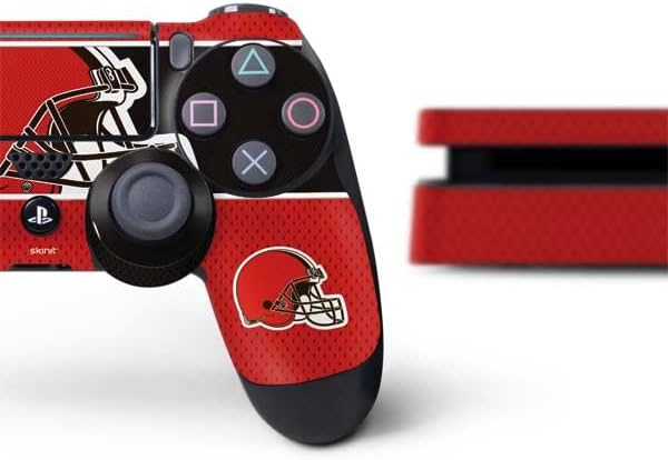 Skinit Decal Gaming Skin Compatible with PS4 Slim Bundle - Officially Licensed NFL Cleveland Browns Zone Block Design