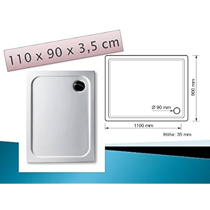 Acryl Duschwanne 110 x 90 cm superflach 2,5 cm, GERADE UNTERSEITE - zum sofortigen Aufkleben geeignet, rechteckig weiß Dusche/Duschtasse/Brausewanne – Bild 5