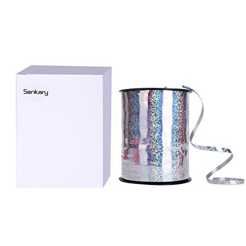 Senkary Crimped Curling Ribbon Metallic Balloon String Ribbon, 5Mm Width, 500 Yards (Silver) #TOP6