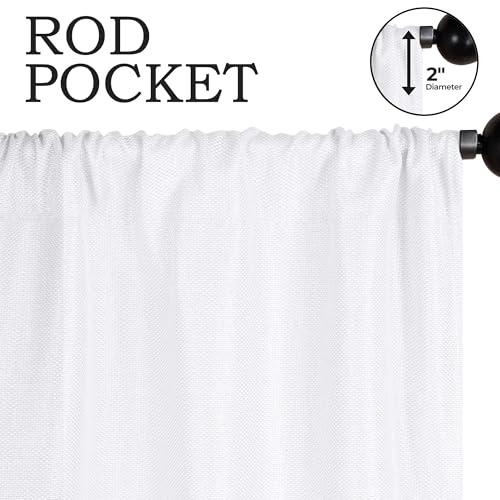 Rideaux occultants haut de gamme blanc neige tissu solide texturé 66x213 cm - 4