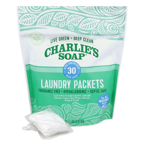 Product Image of the Charlie’s Soap – Fragrance Free Powdered Laundry Detergent Packets – 30 Pods (1 Pack)…