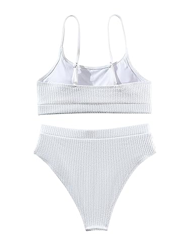 Image of Lilosy High Waisted Tummy Control Ribbed Bikini Crop Top Brazilian Swimsuit Set 2 Piece