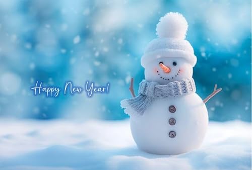 【Lac et soleilクリスマスのポストカード】「Happy New Year!」かわいらしい雪だるまの絵葉書