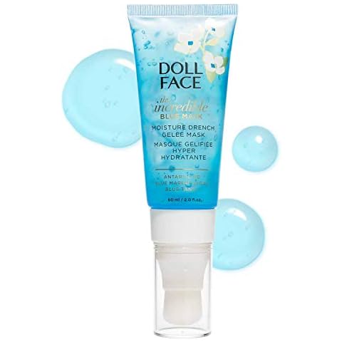 DOLL FACE Skin Care Face Mask | The Incredible Blue Mask | Moisture Drench Facial Gel Masque with Brush-on Applicator | ALL Skin Types 2fl.oz Cover