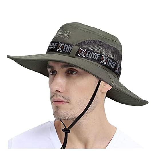 GUSTAVE® Synthetic Summer Outdoor Sun Protection Round Cap Wide Brim Summer Hat For Fishing Hiking, Camping & Outdoor Adventures With Mesh Upf 50 Protection For Men & Women Army Green, Free Size