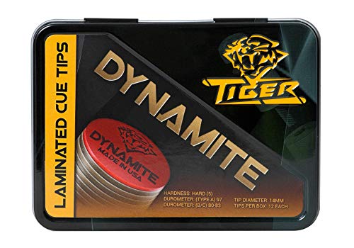 Tiger Dynamite Laminated Pool Cue Tips 2 (Two) Pcs - Hard - 13 Or 14 Mm (13 Mm) #TOP3