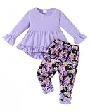 Ichigobaby 3T 4T Girl Clothes Toddler Girl Clothes Long Sleeve T-Shirt Cotton Plain T Shirt Cute Top Pants Kids Clothes Toddler Girl Outfit