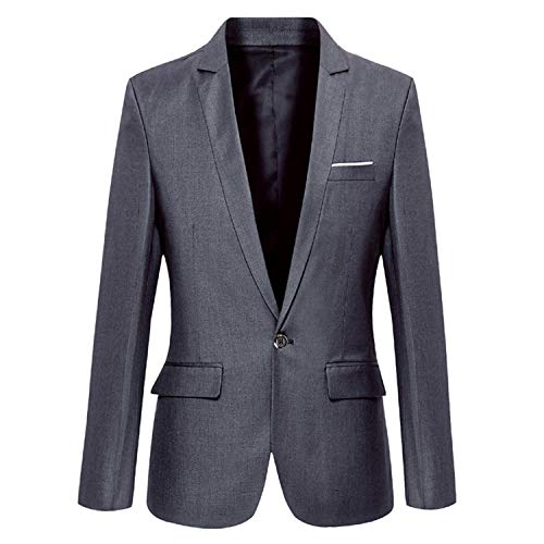 Soluo Man's Slim Fit Casual One Button Notched Lapel Turn-Down Collar Blazer Jacket Outwear (Gray,X-Large)