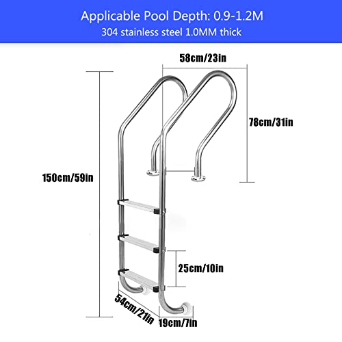 Escalera para piscina de acero inoxidable 3 peldaños BABYCE miniatura 2