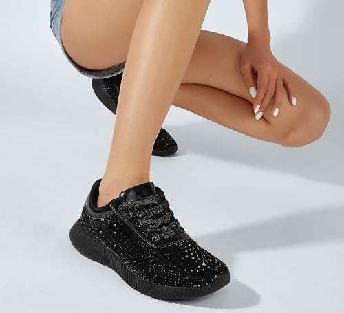 Image of BELOS Women's Glitter Shoes Sparkly Lightweight Metallic Sequins Tennis Shoes Casual Retro Braided Walking Shoes