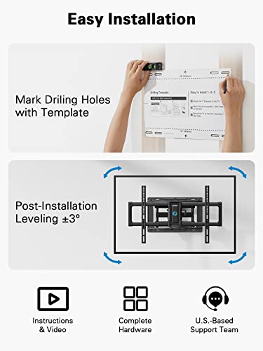 Pipishell Full Motion Tv Wall Mount For 40–82 Inch Flat Or Curved Tvs Up To 110 Lbs, Smooth Swivel & Extension, Tool-Free Tilt With Heavy-Duty Arms, Max Vesa 600X400Mm, Fits 12″/16″ Wood Studs, Pilf11 #TOP5