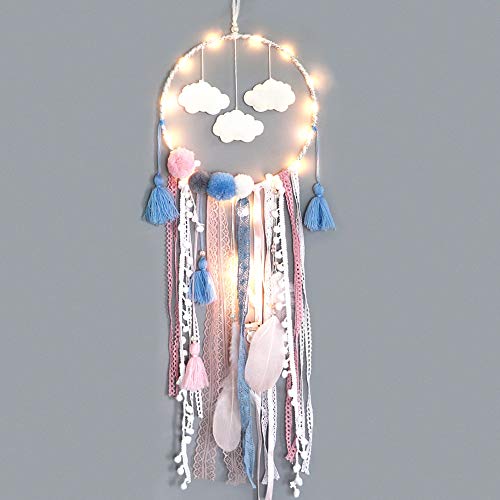 Dremisland Dream Catcher Handmade Traditional White Cloud Dream Catcher With Led String Lights Wall Hanging Kids Room Decor Nursery Wall Art Ornament Decor Craft Gift (Cloud) #TOP6