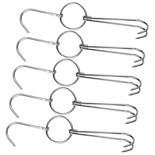 MAGICLULU 5pièces Crochet à Viande Acier Inoxydable Lot De Crochets Doubles Pour Bacon Rôtisserie Et Fumage Suspension Et Séchage Viande