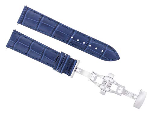 22mm Leather Watch Band Strap Compatible with 42mm Baume Mercier Classima 8692 8733 Blue