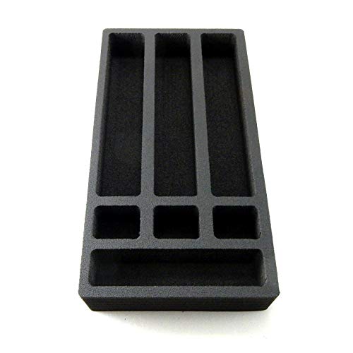 Polar Whale Lab Drawer Organizer Storage Tray Office Practice Medication Anesthesia Crash Cart Organization Non-Slip Anti-Rattle Durable Black Foam 14.5 x 7.5 Inch 7 Compartments