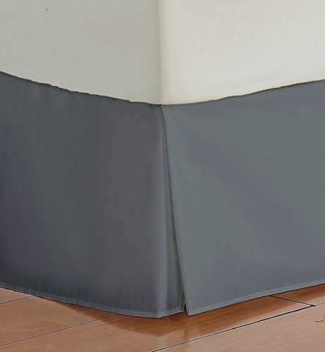 Zoom Collection Hotel Beddings 850-Thread-Count 100% Egyptian Cotton 1 Piece Bed Skirt With 36" Drop Length Full Xl Size Damask Solid, Dark Grey #TOP5