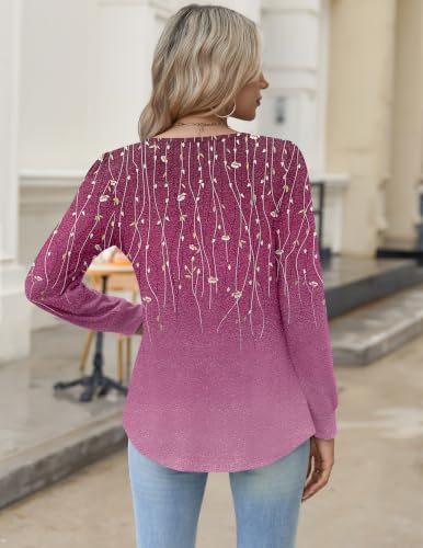 Image of Zeagoo Womens Long Sleeve Tops Fall V Neck Shirt Casual Pleated Tunic Top
