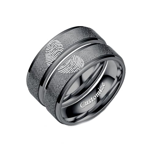 Bague empreinte digitale personnalisée texte gravé acier titane 6mm