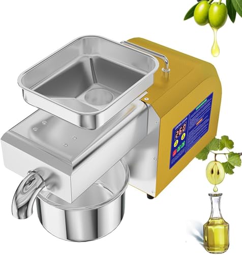 Pressa per Olio Automatica 1100W | Frantoio Olive Domestico Elettrico per Semi, Noci e Olive | Pressa per Olio Essenziale | Controllo Intelligente della Temperatura (40–300°C) 4-9kg/h