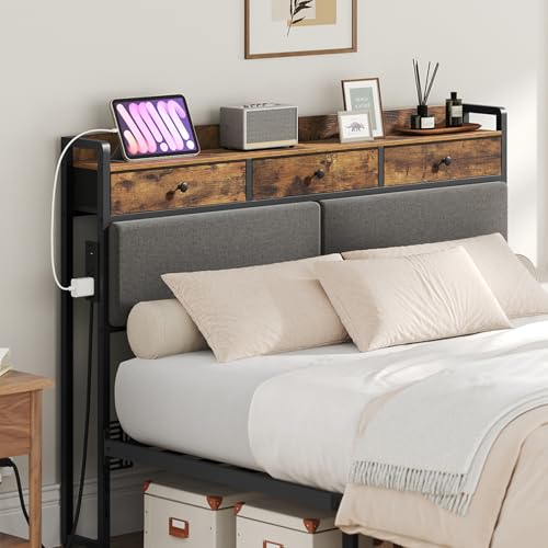 Queen Size Headboard Only with Storage and Non-Woven Fabric…