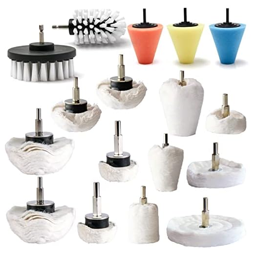 Medoon Polishing Pad Buffing Wheel Kit 17 Pack, Buffing Wheel for Drill for Metal Aluminum Stainless Steel Chrome Wood Plastic Ceramic Glass Woods Fabric Cotton Machine Jewelry etc