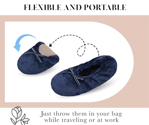 Image of Keyela Women's Ballerina Slippers,Non-Slip Bedroom Slippers Socks | Soft fuzzy slipper socks for ladies Indoor home slippers Cozy sock slippers Ballet Slippers