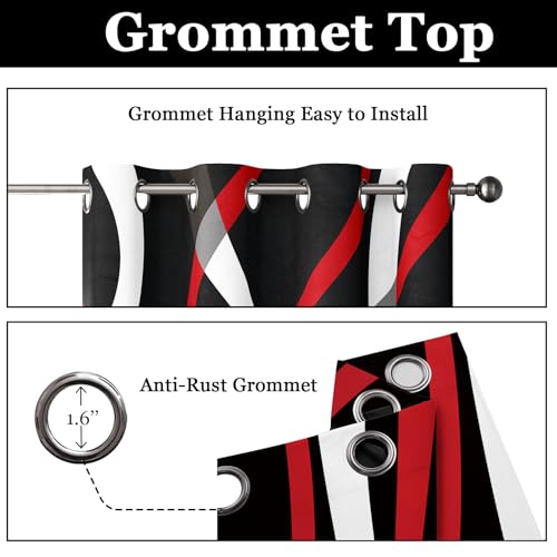 Image of weesire Black and Red Blackout Curtains, 52 x 84 Inch, Grommet, 2 Panels