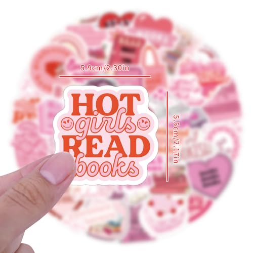 62 peças adesivos bonitos rosa livros para Kindle adesivos decorativos de leitura Booktok adesivos e