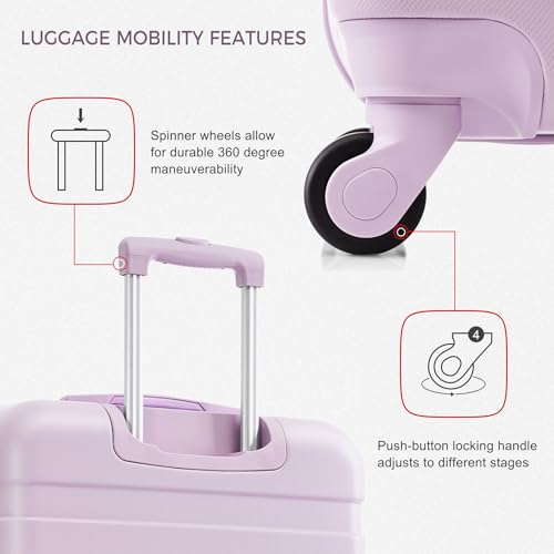 Hardshell Luggage Sets 3 Piece, Purple Luggage Set with Spinner Wheels & TSA Lock, Lightweight Suitcase Set for Women Girls, 20/24/28 Inch (Purple)4