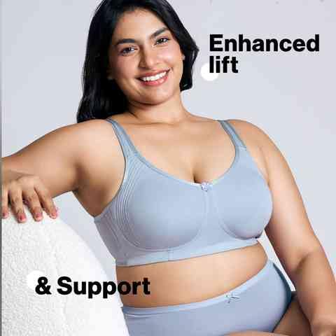 Image of Nykd (NYB169) Cotton Anti Microbial Non Padded & Non Wired Side Support Shaper Bra for Women | Full Coverage Bra with Detailed Contoured Lift & Shape with Wide Straps