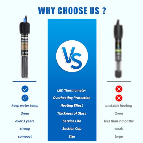 Image of FREESEA 300 Watt Aquarium Fish Tank Heater with Aquarium Submersible Thermometer