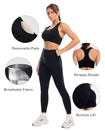3 Piece Workout Sets for Women Butt Lifting Leggings with High Impact Sports Bra Gym Shorts2