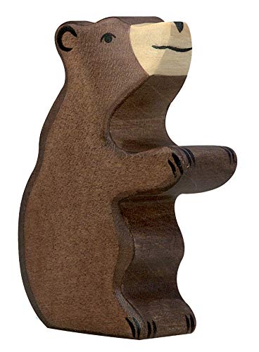 Holztiger Braunbär Holzfigur – Handbemaltes Massivholz-Spielzeug, Ca. 15 Cm, Ungiftige Farben