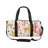 Huakz Yellow Cartoon Alpaca Travel Duffle Bag Desert Pink Cactus Single shoulder bag Lovely Llama fo