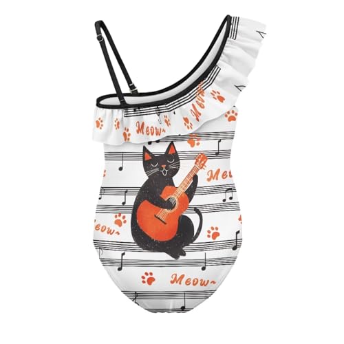 Girls One Piece Cat Swimsuits Quick Dry Cute Ruffle Beach Bathing Suit for Kids Swimwear Size 5-62