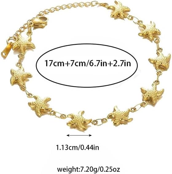 Gold Starfish Bracelet for Women Delicate Ocean Bracelets Summer Beach Starfish Bracelets Adjustable Star fish Link Chain Jewelry - Image 7