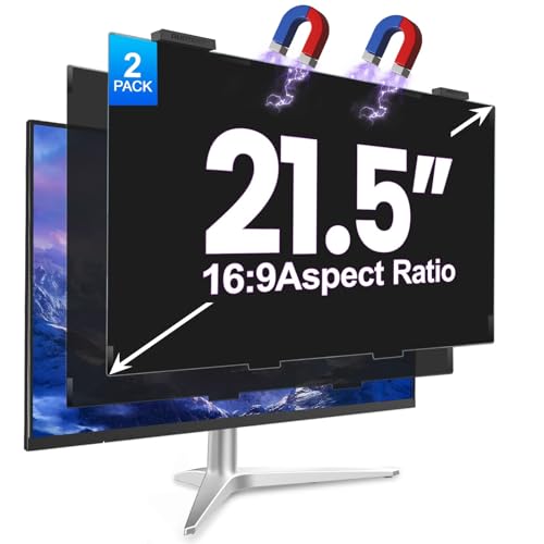 Image of 2Pack Magnetic 21.5 Inch Privacy Screen for Computer Monitor 16:9 Aspect Ratio, Hanging Removable Anti-Blue /Glare Protector Film, Anti Spy Desktop Security Private Filter 21.5in