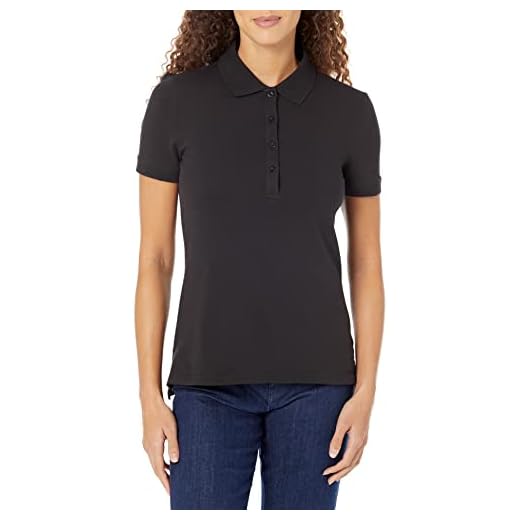 Amazon Essentials Polo Manches Courtes (Grandes Tailles Disponibles) Femme, Noir, L