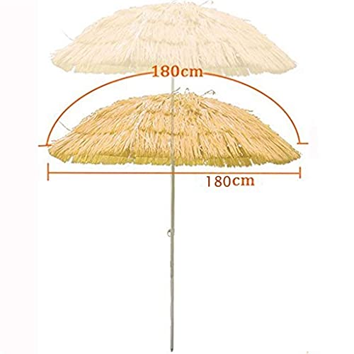 Sombrilla de playa de paja contra quemaduras solares con eje orientable 6